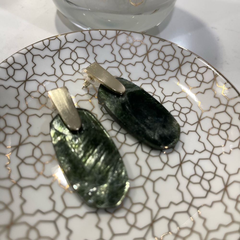 Out of Stock: Aragon Gold Drop Earrings in Sage Mica